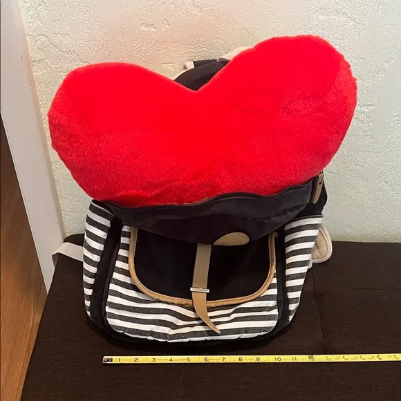 #1201: Unisex Deep Dark, Brown, Navy Blue & Tan Striped Backpack Monkey 🐵 - Picture 8 of 12